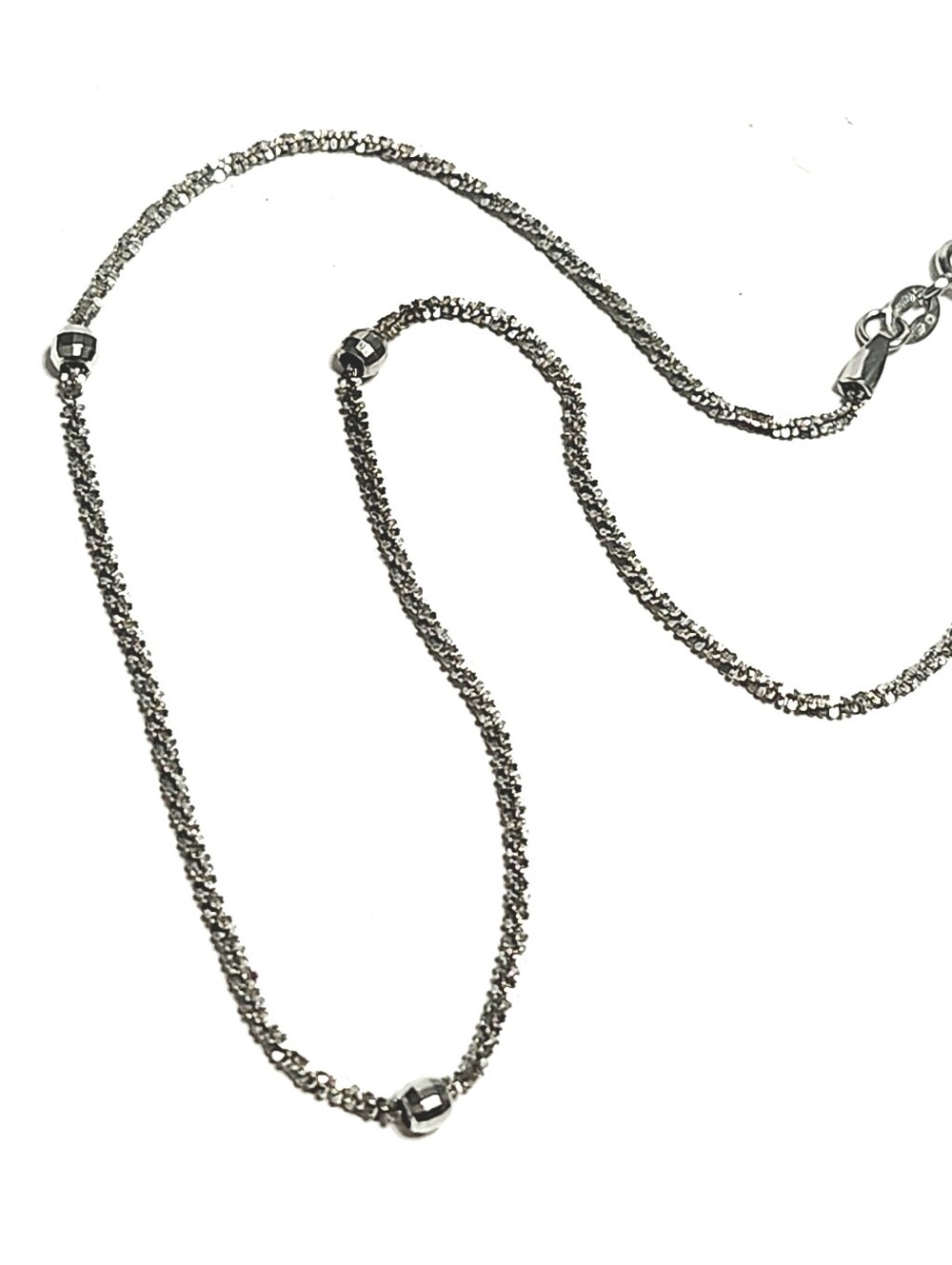 10K White Gold Rope & Balls Chain Anklet size 10.5" Italy - Picture 7 of 10